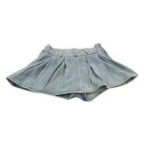 Altar'd State Pleated Micro Mini Skirt S Denim Cheer Skorts Y2K Style Light Wash